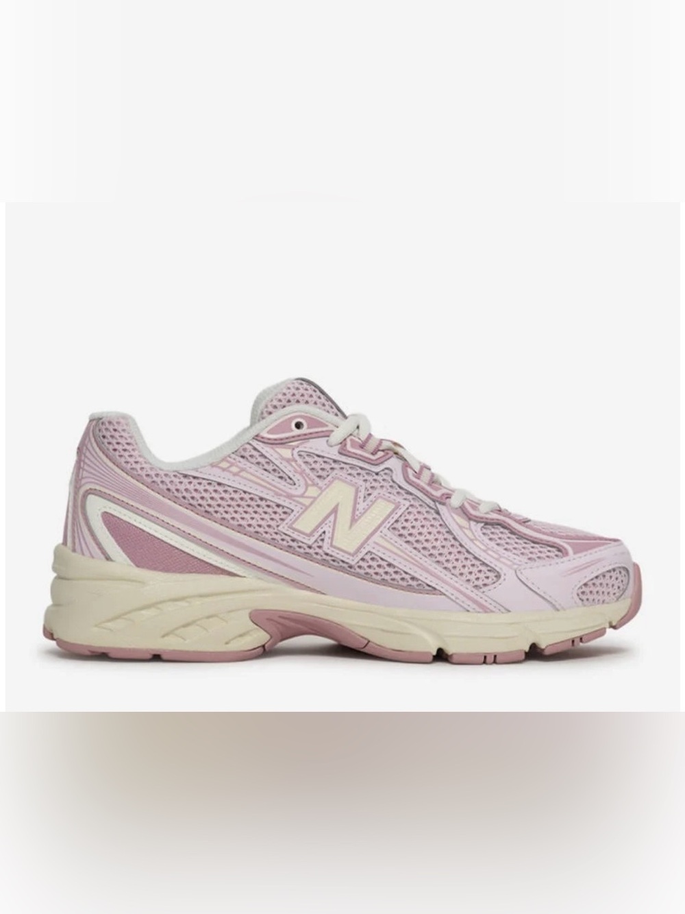New Balance Women’s Pink and Cream Mesh Sneakers 740